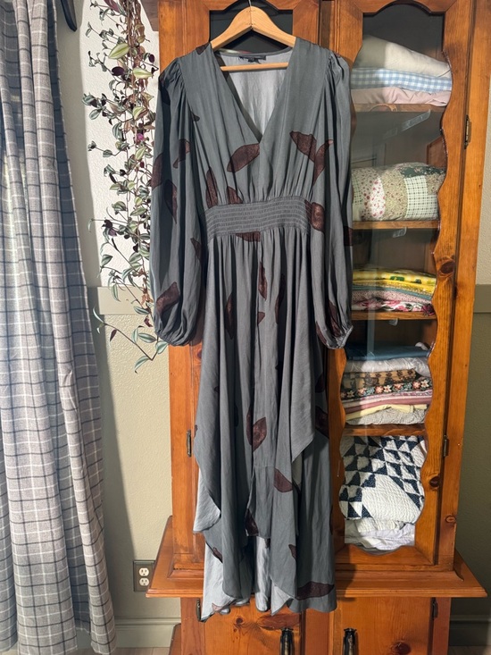 grade & gather Dresses & Skirts - Grade & Gather Leaf Print High-Low Maxi Dress